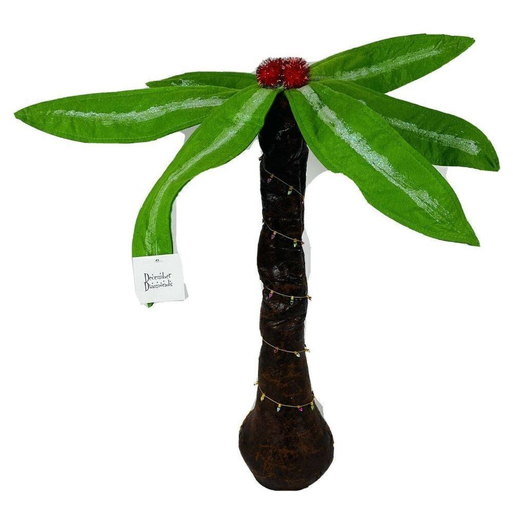 Rare HTF December Diamonds Beach 25" Adjustable Palm Tree Christmas Plush Lights